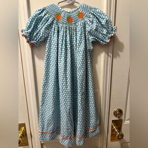 Southern Sunshine Smocked Pumpkin Bishop Dress